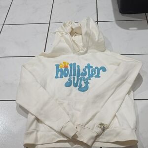 Hollister Cream Hoodie with Blue Logo